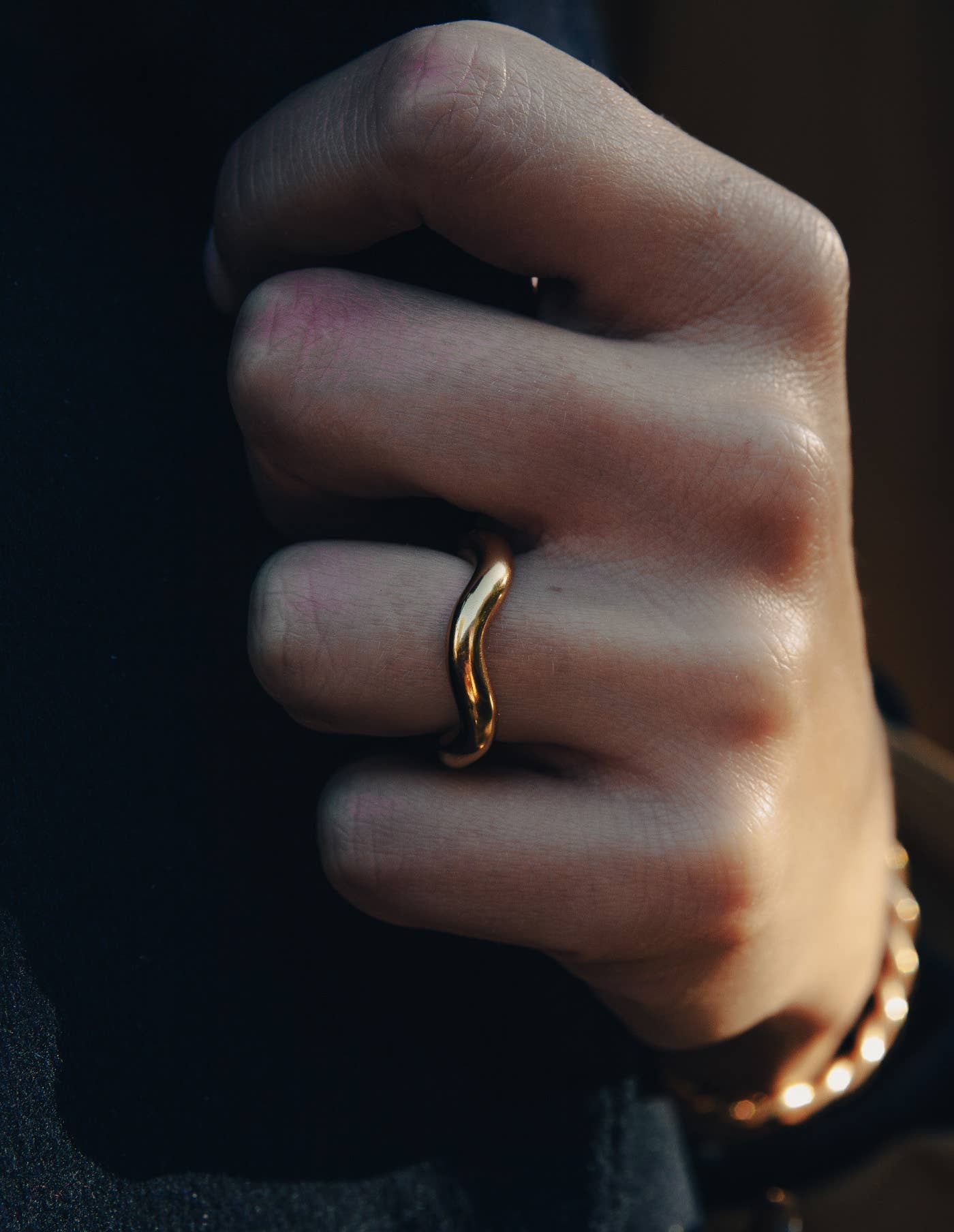 Nordic Muse -  Gold Chunky Irregular Band Ring