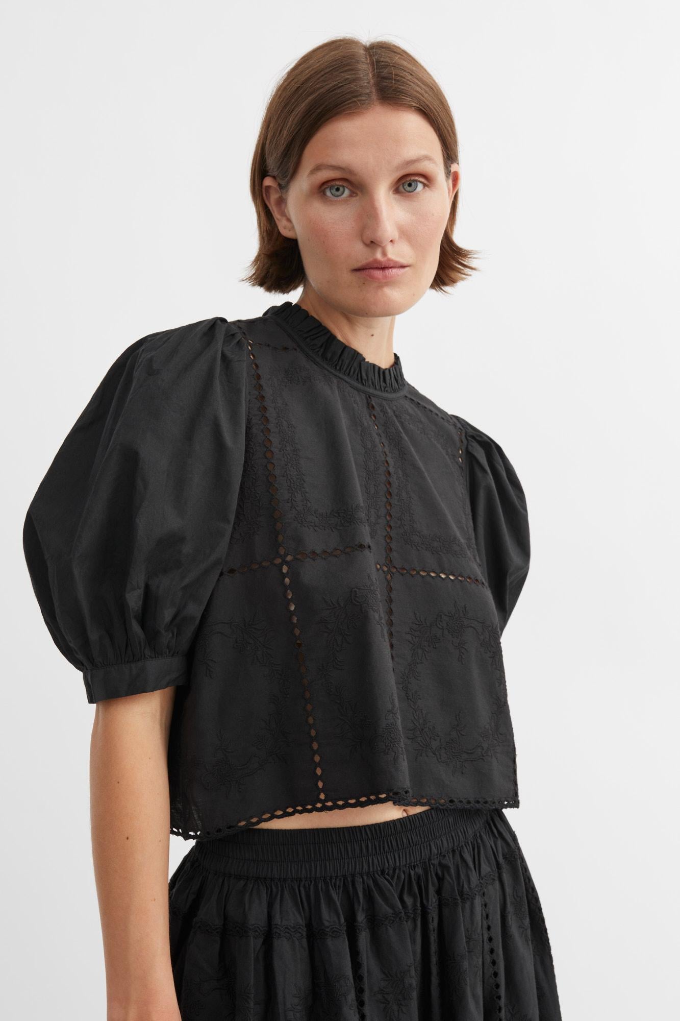 Skall Studio Anemone Crop Blouse - Black