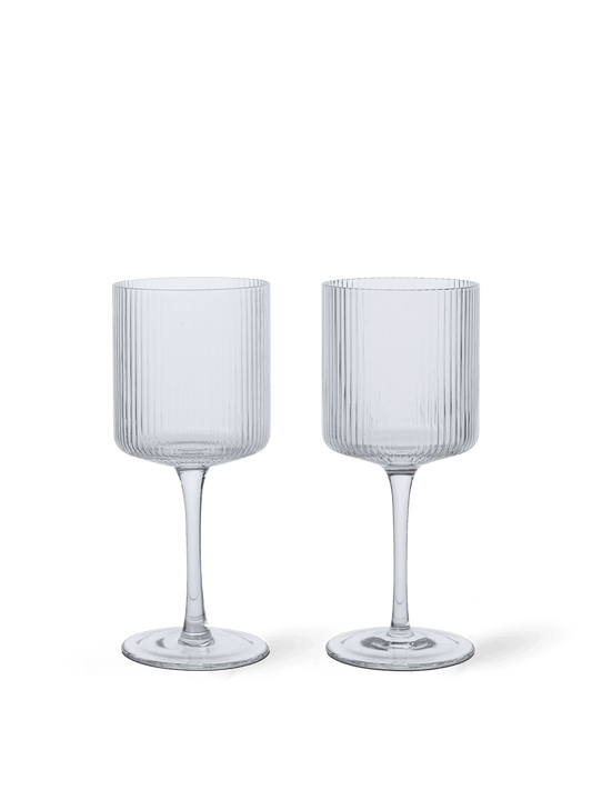 Ferm Living Ripple White Wine Glasses Clear - Set of 2