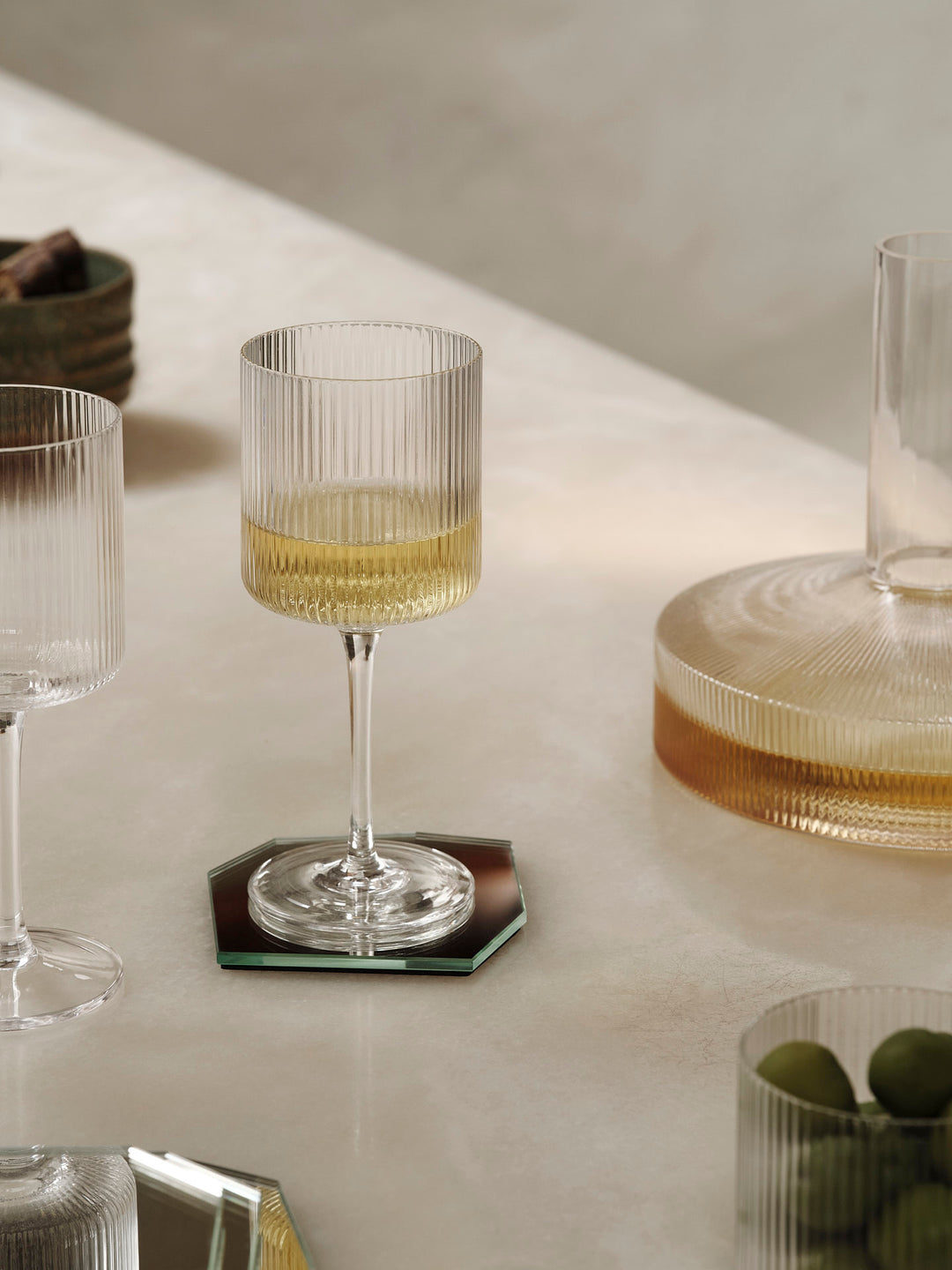 Ferm Living Ripple White Wine Glasses Clear - Set of 2