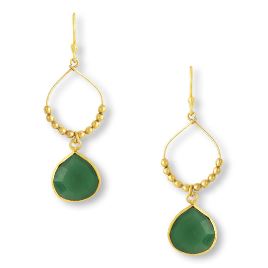 Ashiana London - Bay Reef Dark Green Onyx Earrings