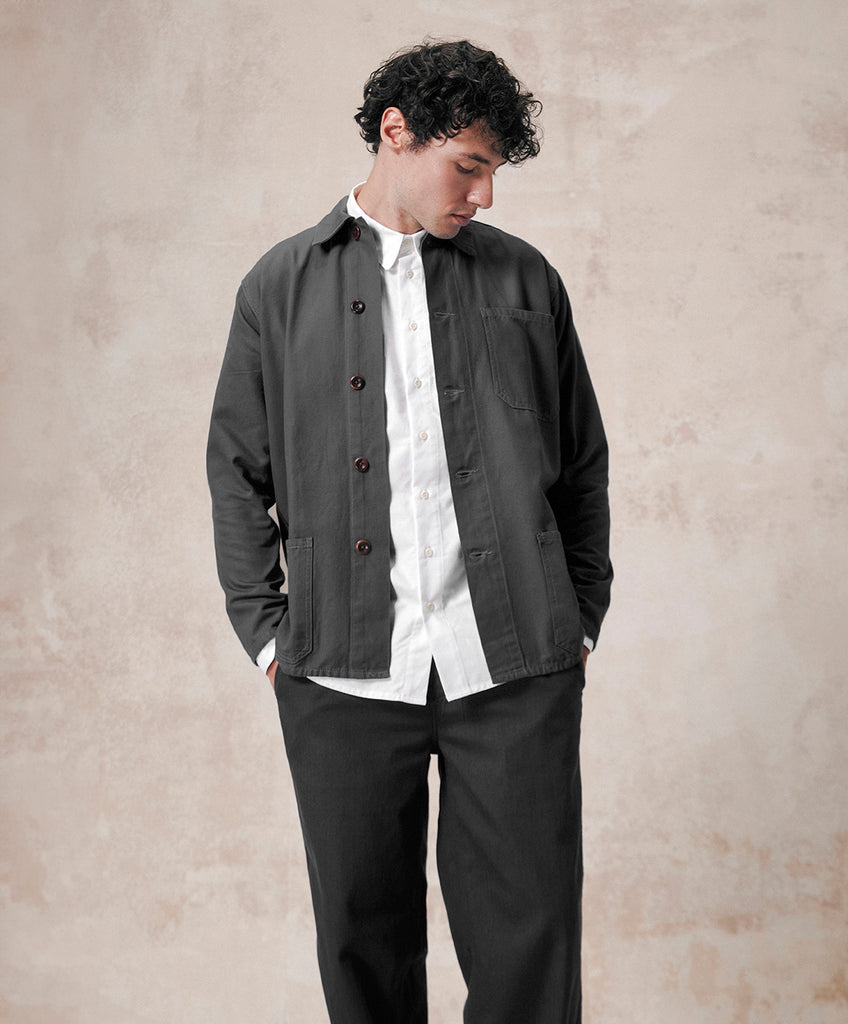 Uskees Buttoned Cord Overshirt - Charcoal