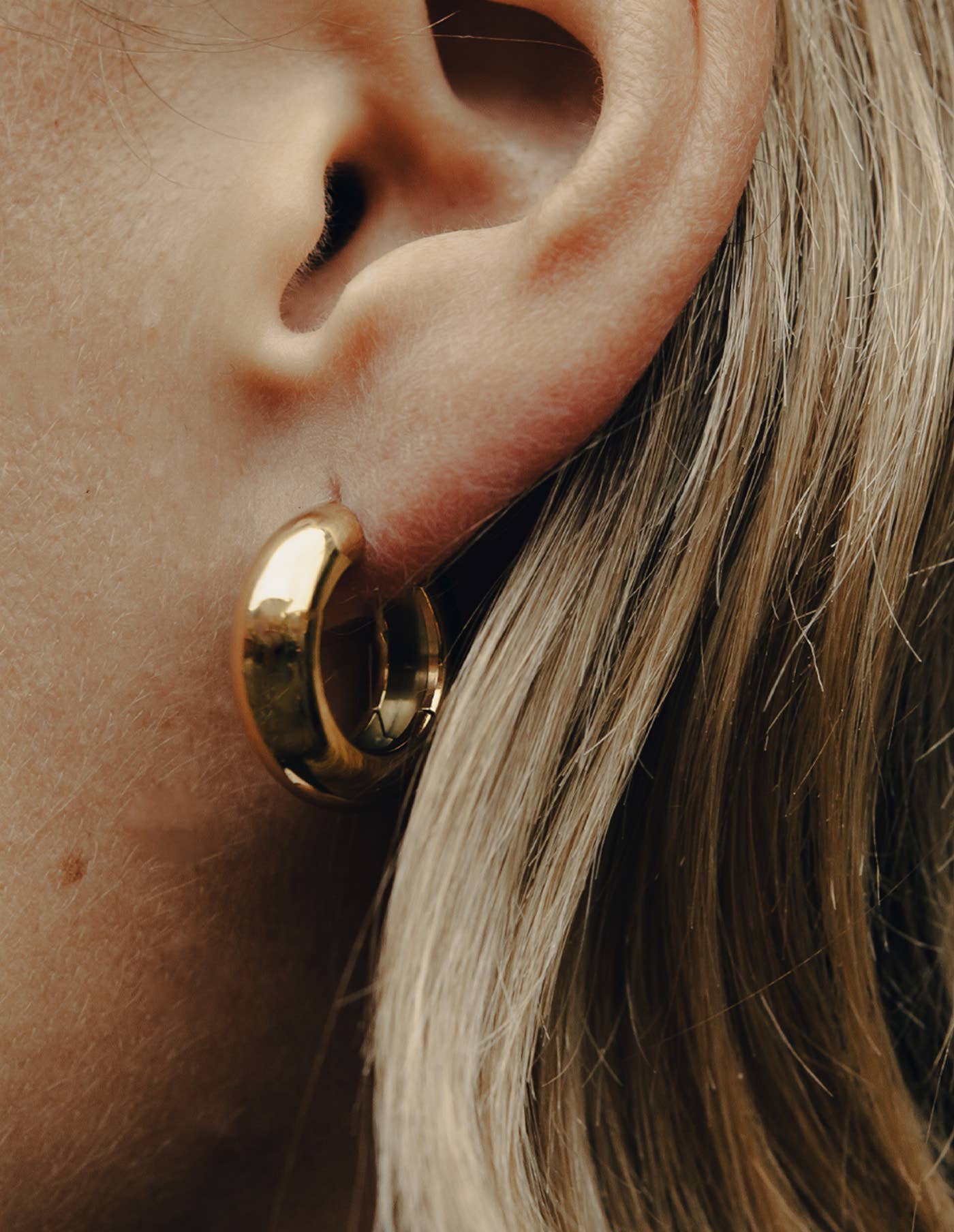 Nordic Muse - Gold Medium Leverback Bold Hoop Earrings