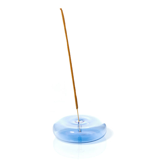 Maegen - Dimple - Hand Blown Glass Incense Holder Blue