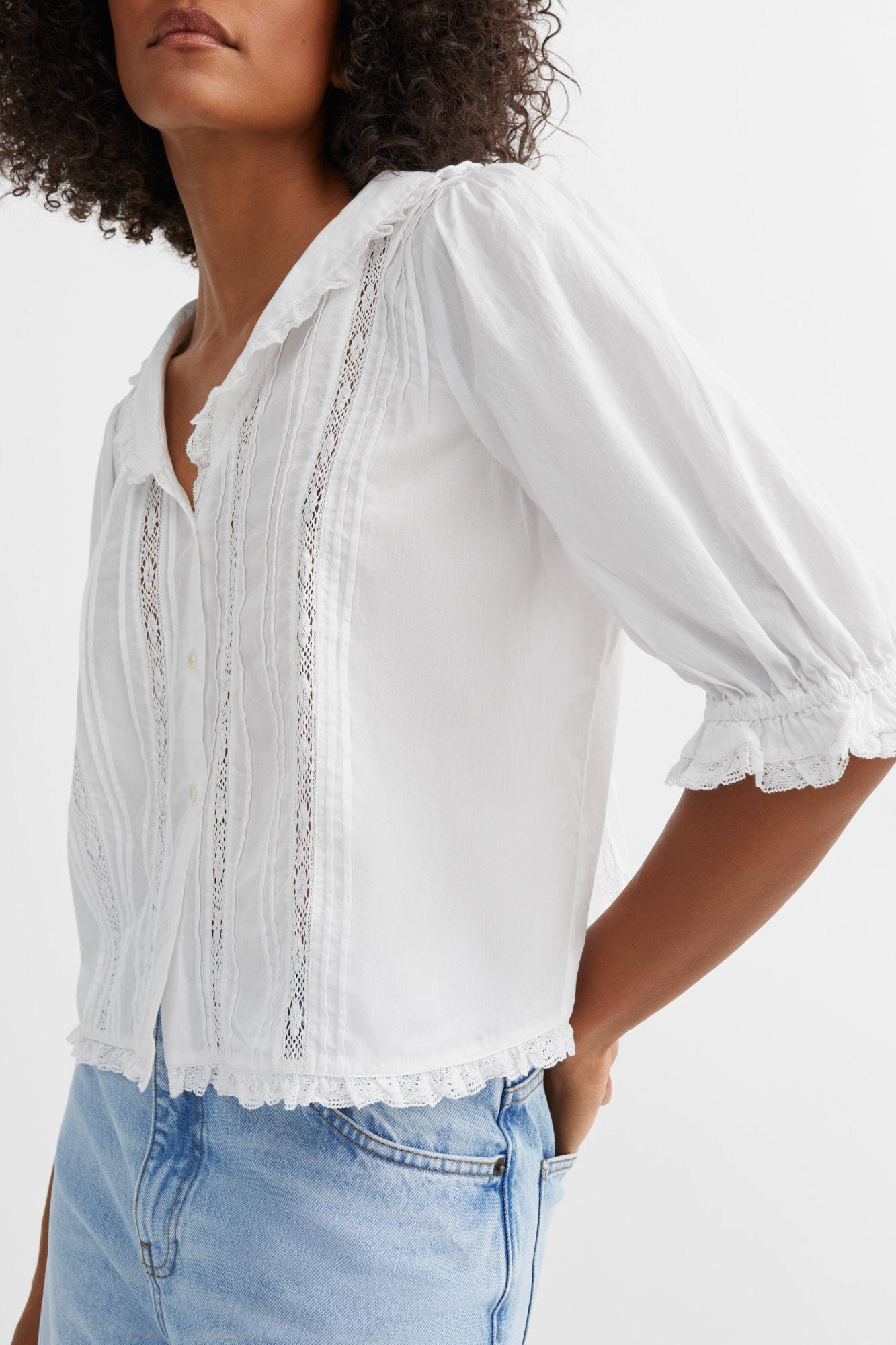 Skall Studio Magnolia Short Sleeve Blouse - Optic White