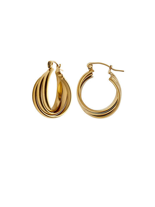 Nordic Muse - Gold Triple Entwine Hoop Earrings