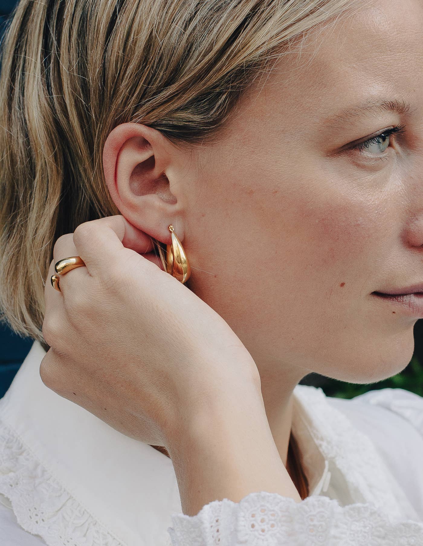 Nordic Muse -  Gold Bold Crescent Hoop Earrings