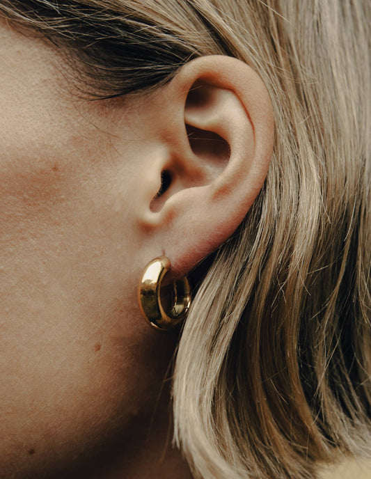 Nordic Muse - Gold Medium Leverback Bold Hoop Earrings