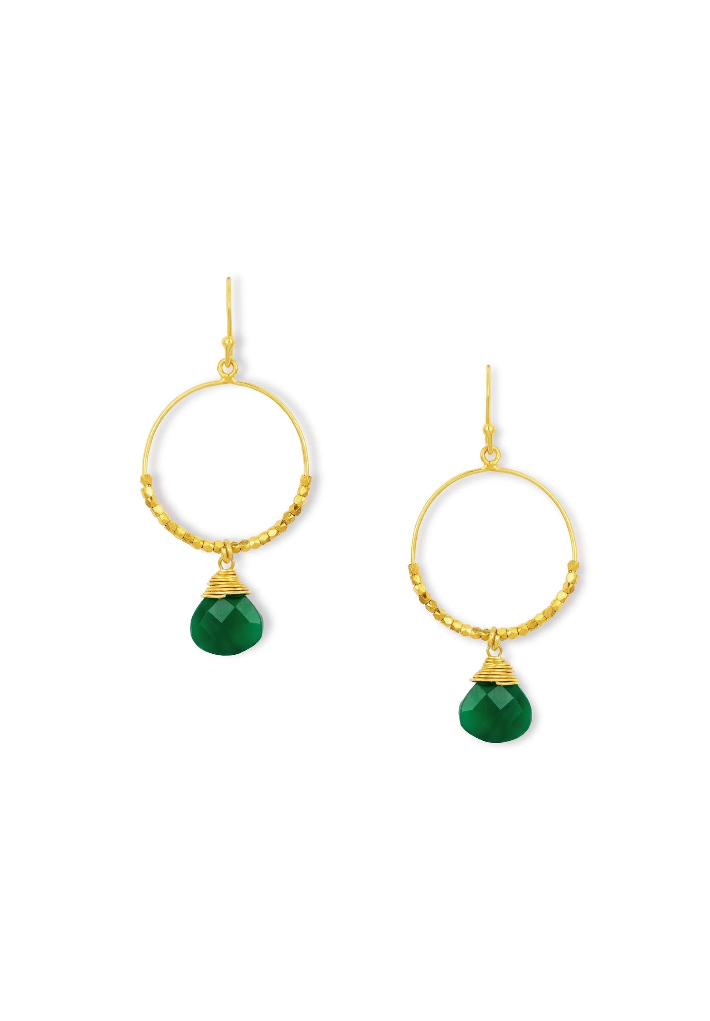 Ashiana London - Marie Hoop Earrings Green Onyx