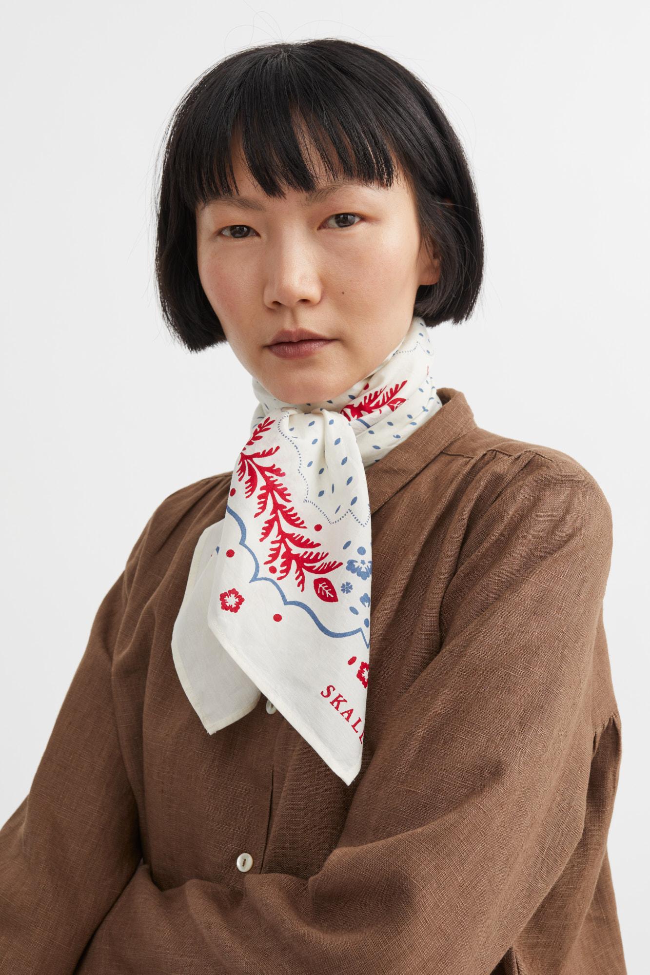 Skall Studio Juniper Big Scarf - Cream/Blue/Red