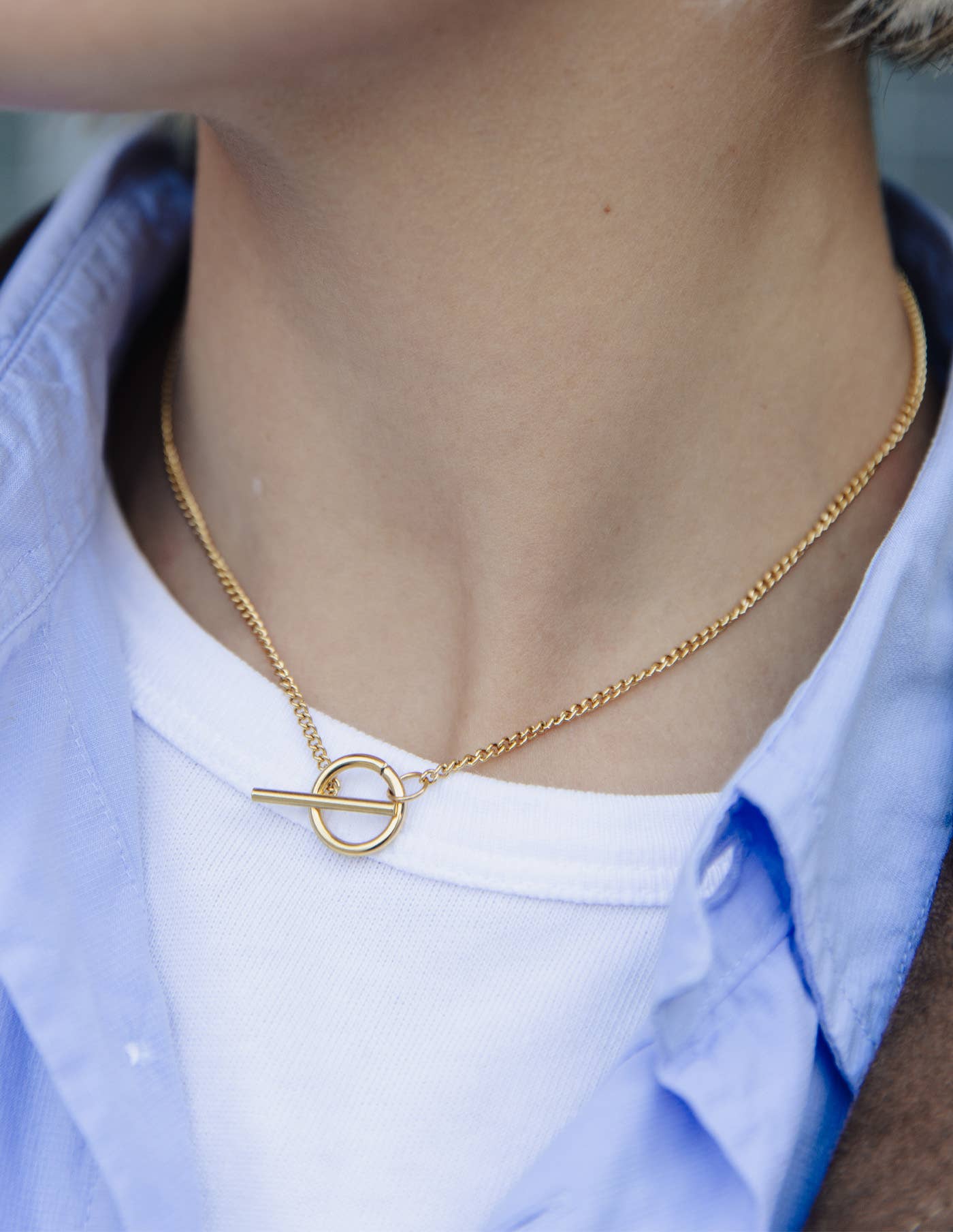 Nordic Muse - Gold Herringbone Toggle Chain Necklace