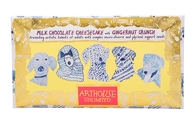 Arthouse Unlimited - Blue Dogs, Milk Chocolate Cheesecake Bar With Gingernut Crun