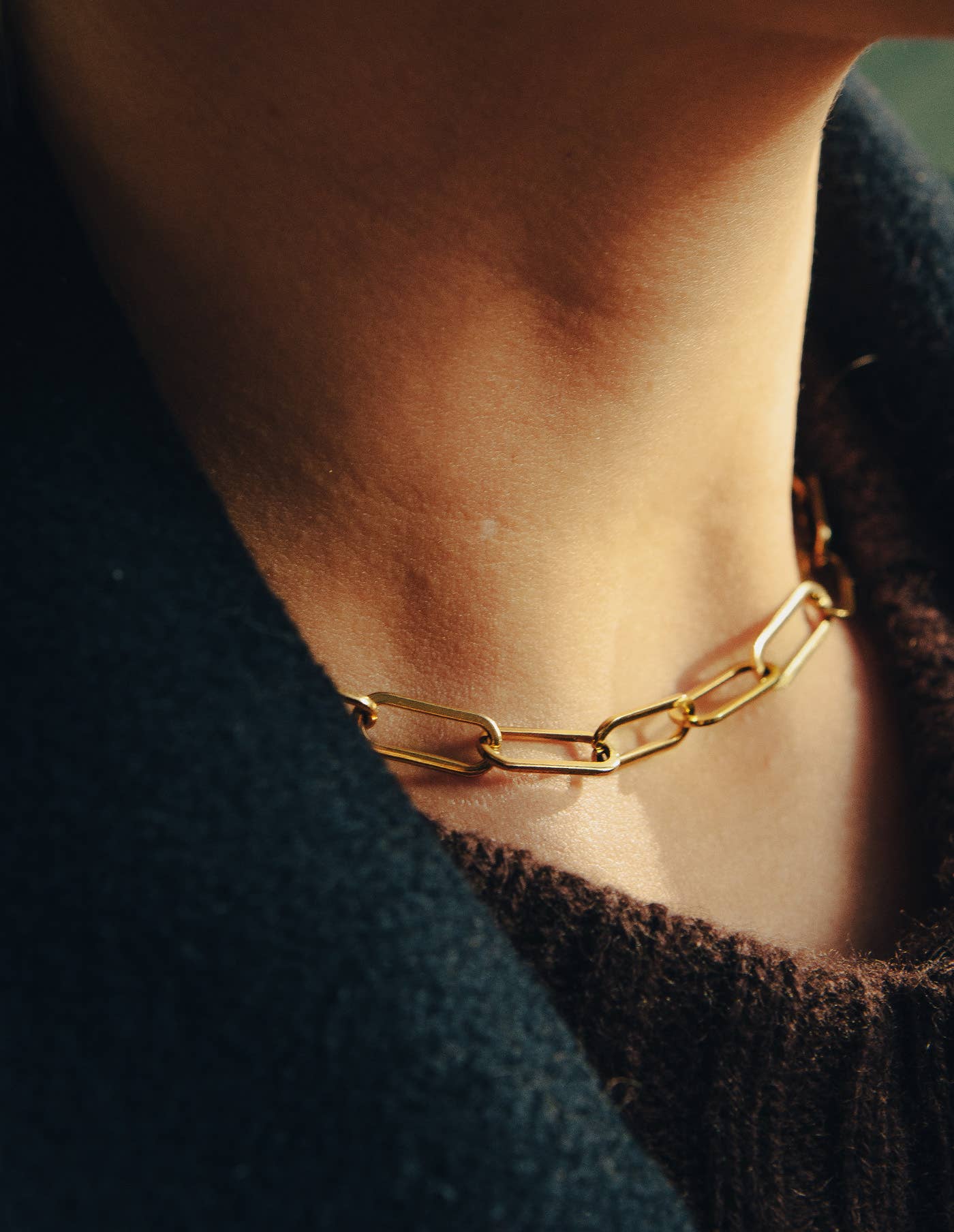 Nordic Muse -  Gold Chunky Chain Link Necklace