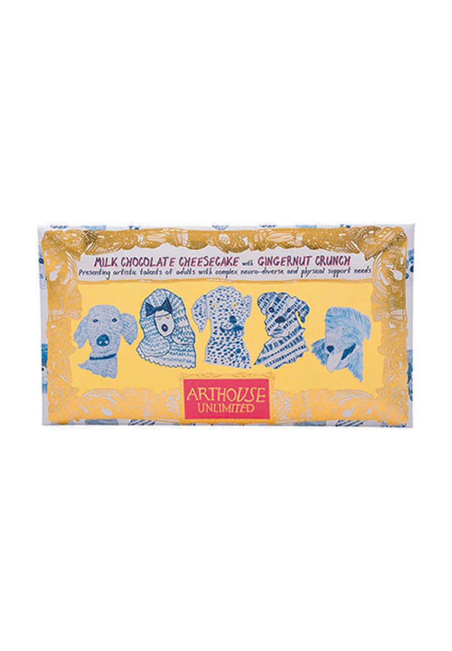 Arthouse Unlimited - Blue Dogs, Milk Chocolate Cheesecake Bar With Gingernut Crun