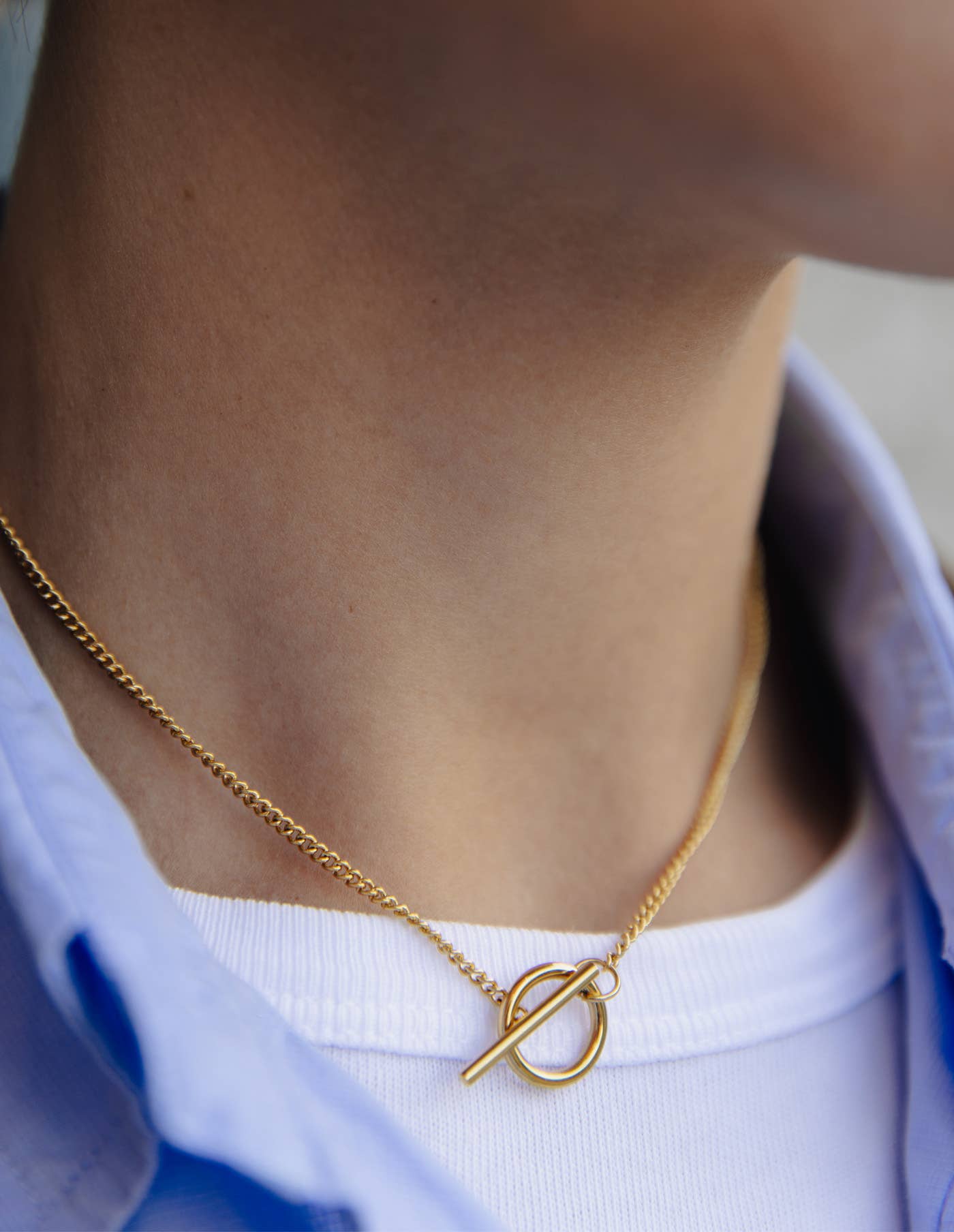 Nordic Muse - Gold Herringbone Toggle Chain Necklace