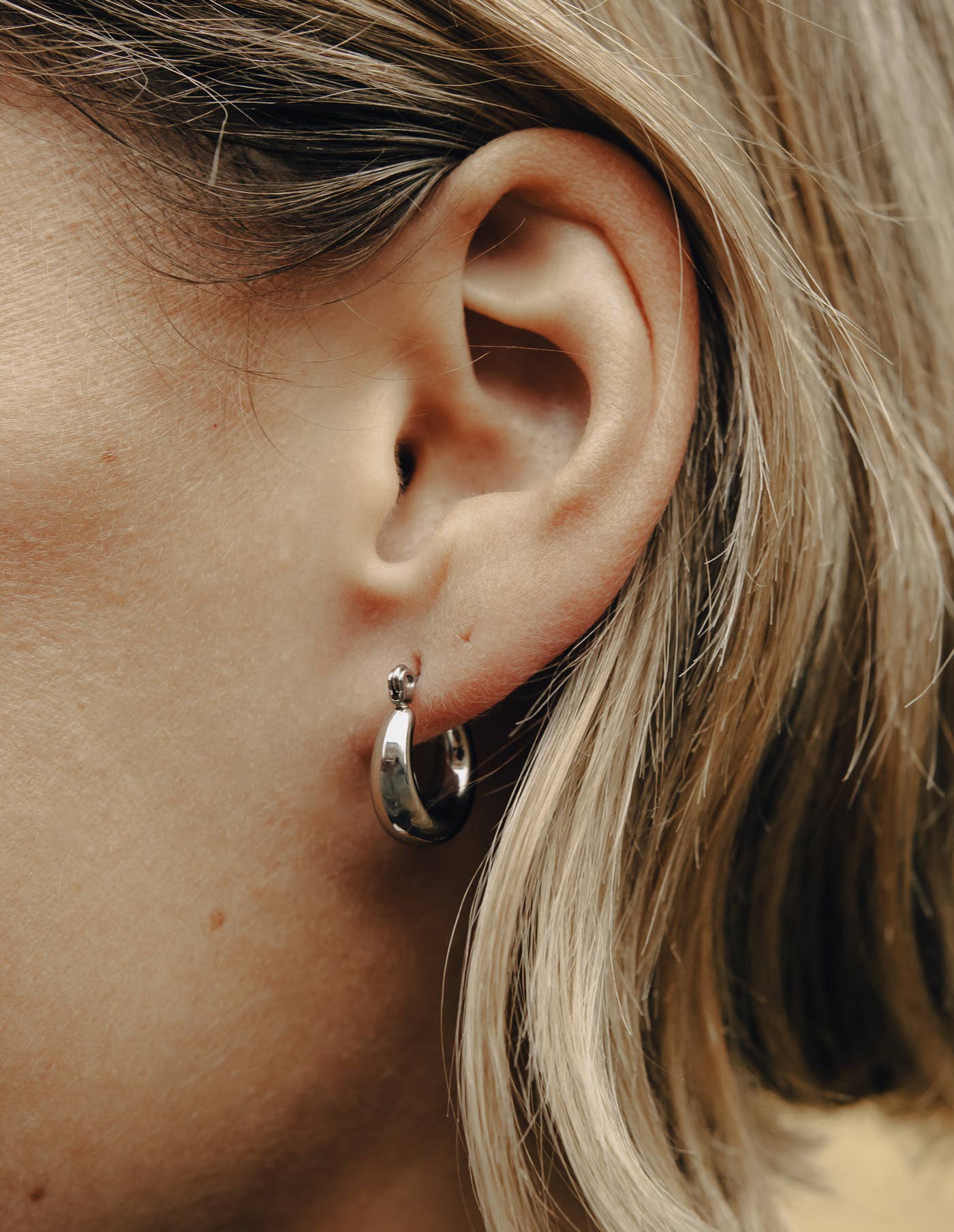 Nordic Muse - Silver Mini Crescent Hoop Earrings