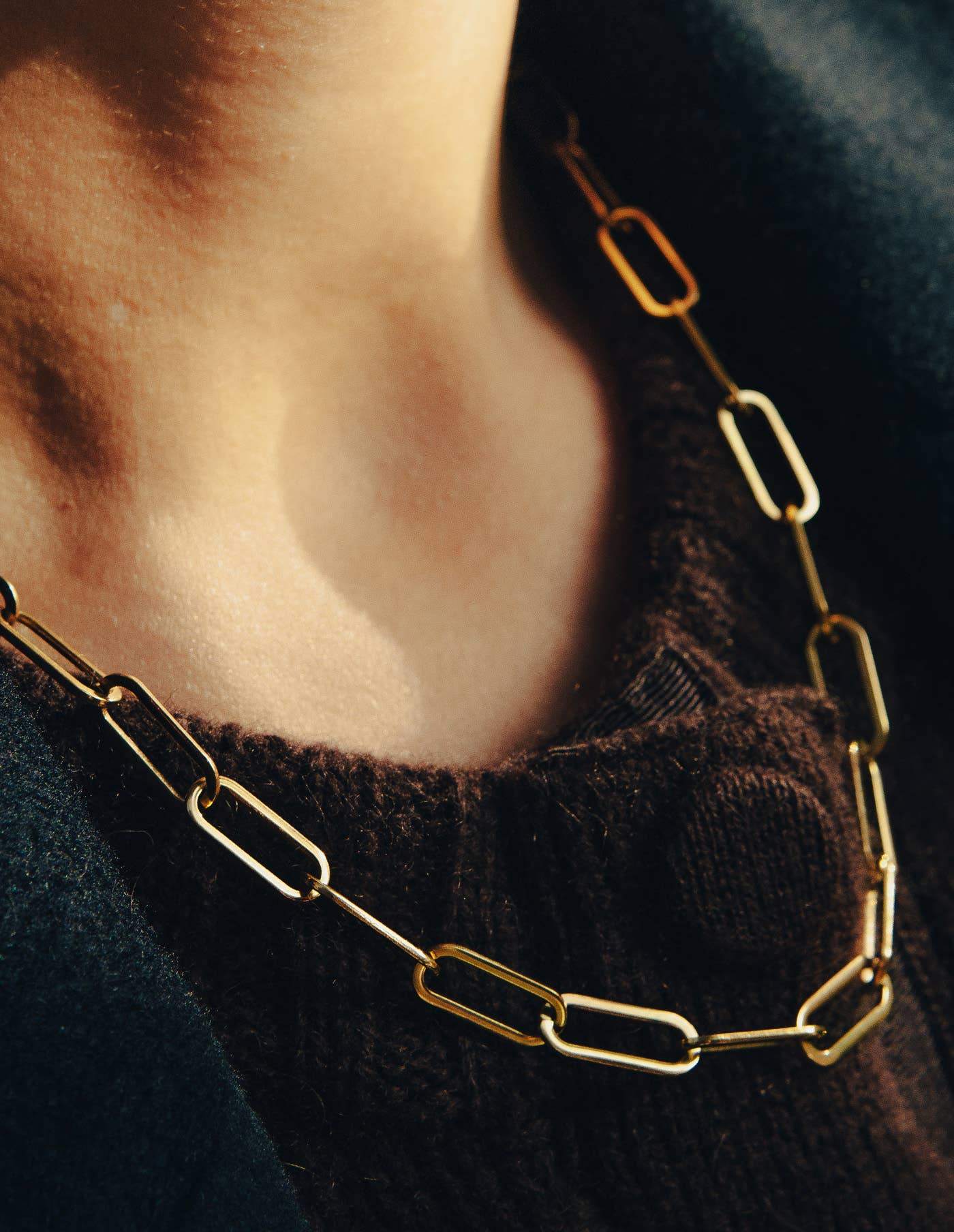 Nordic Muse -  Gold Chunky Chain Link Necklace