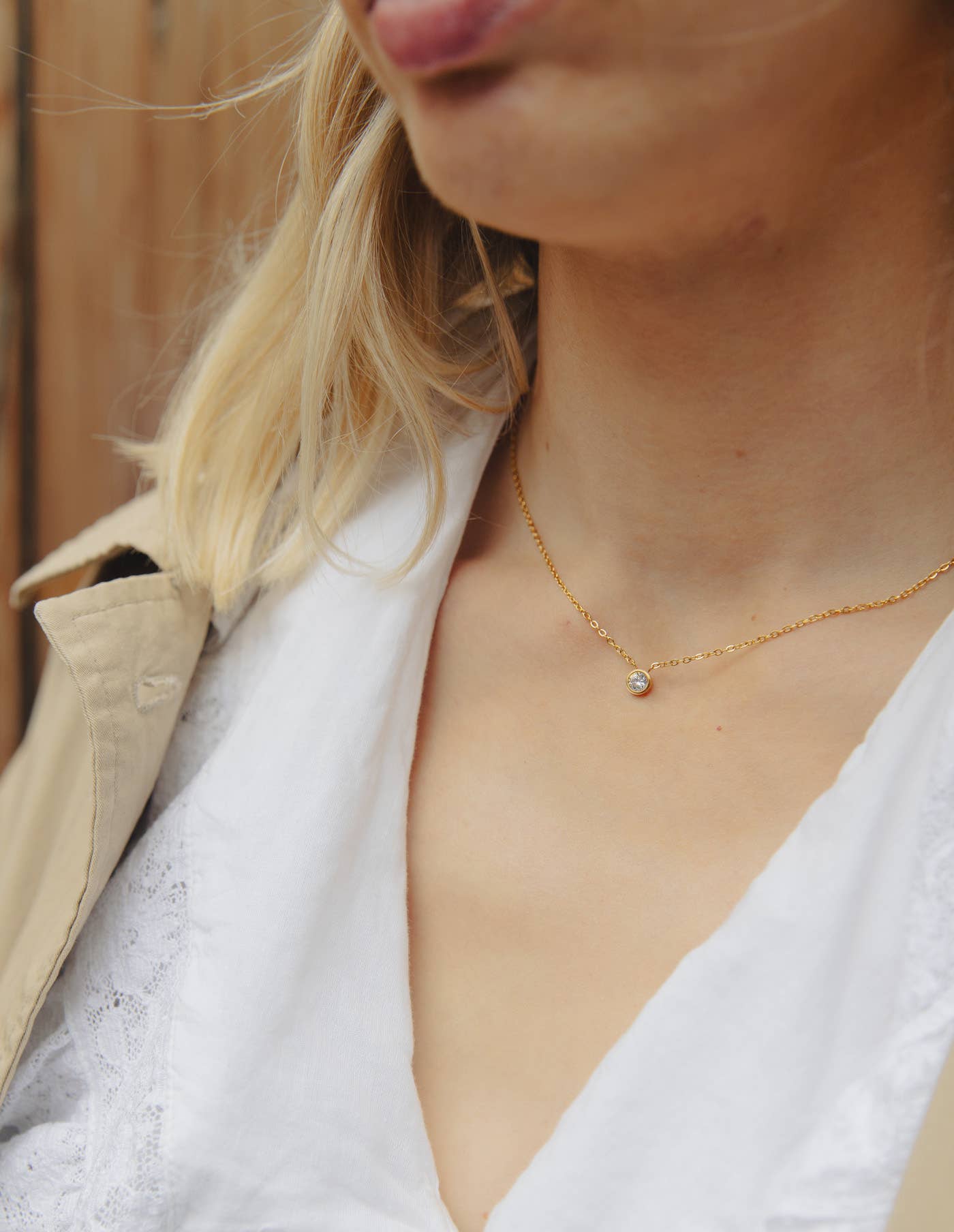 Nordic Muse - Gold Dainty Stone Necklace