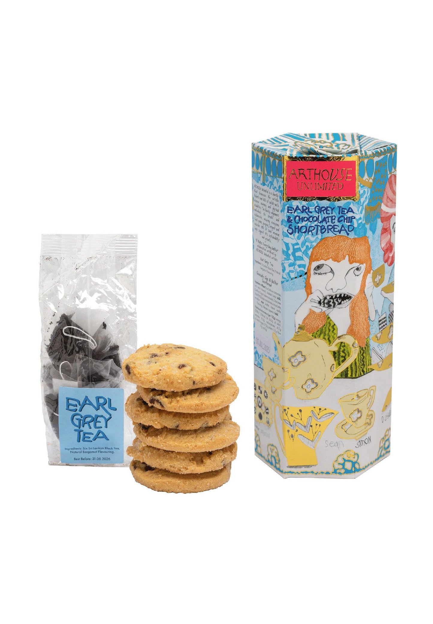 Arthouse Unlimited - Tea & Biscuits, Chocolate Chip All Butter Shortbread & Earl Grey Tea