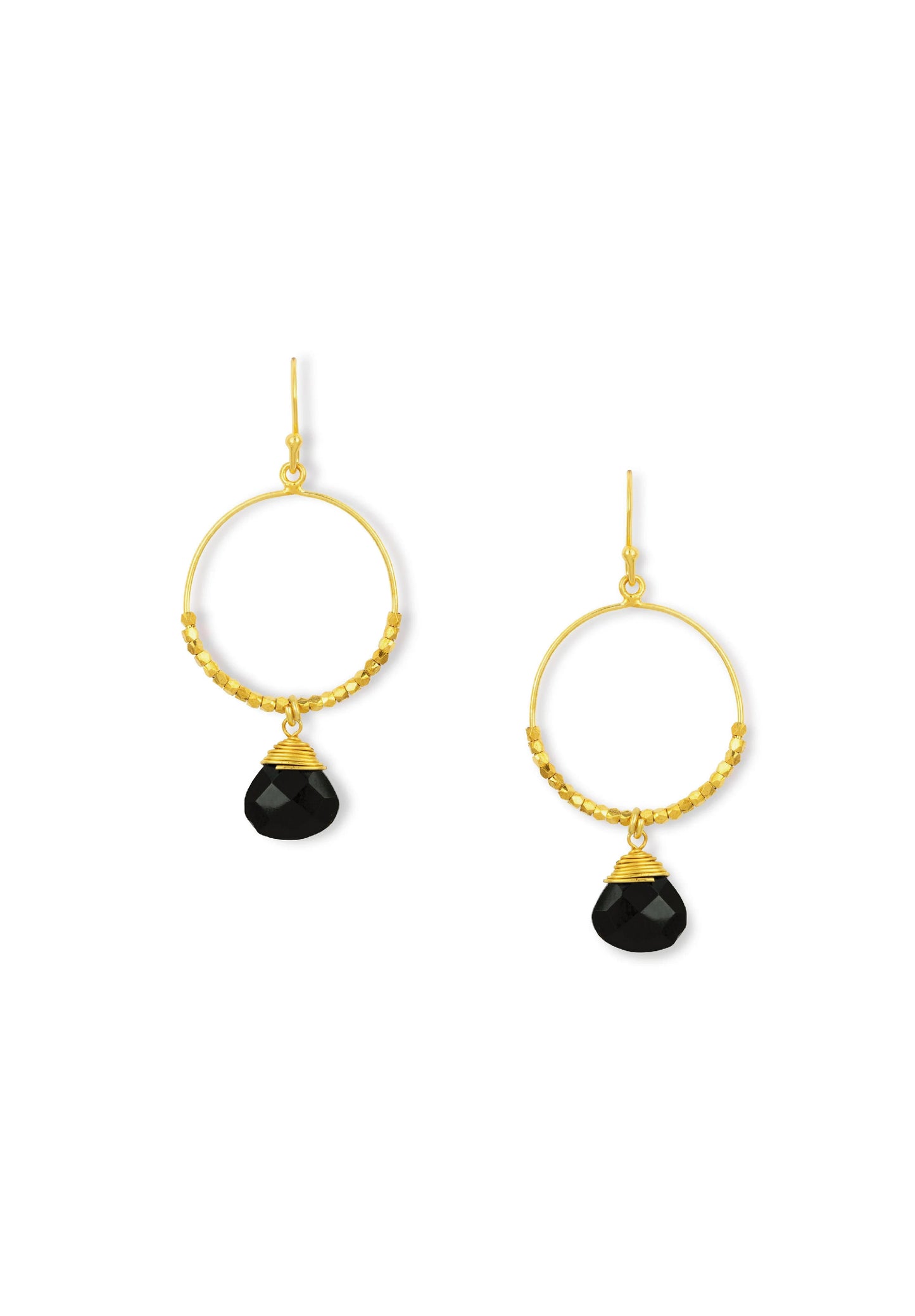 Ashiana London - Marie Hoop Earrings Black Onyx