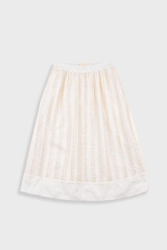 Folk - Full Seam Skirt - Ecru Ladder Embroidery