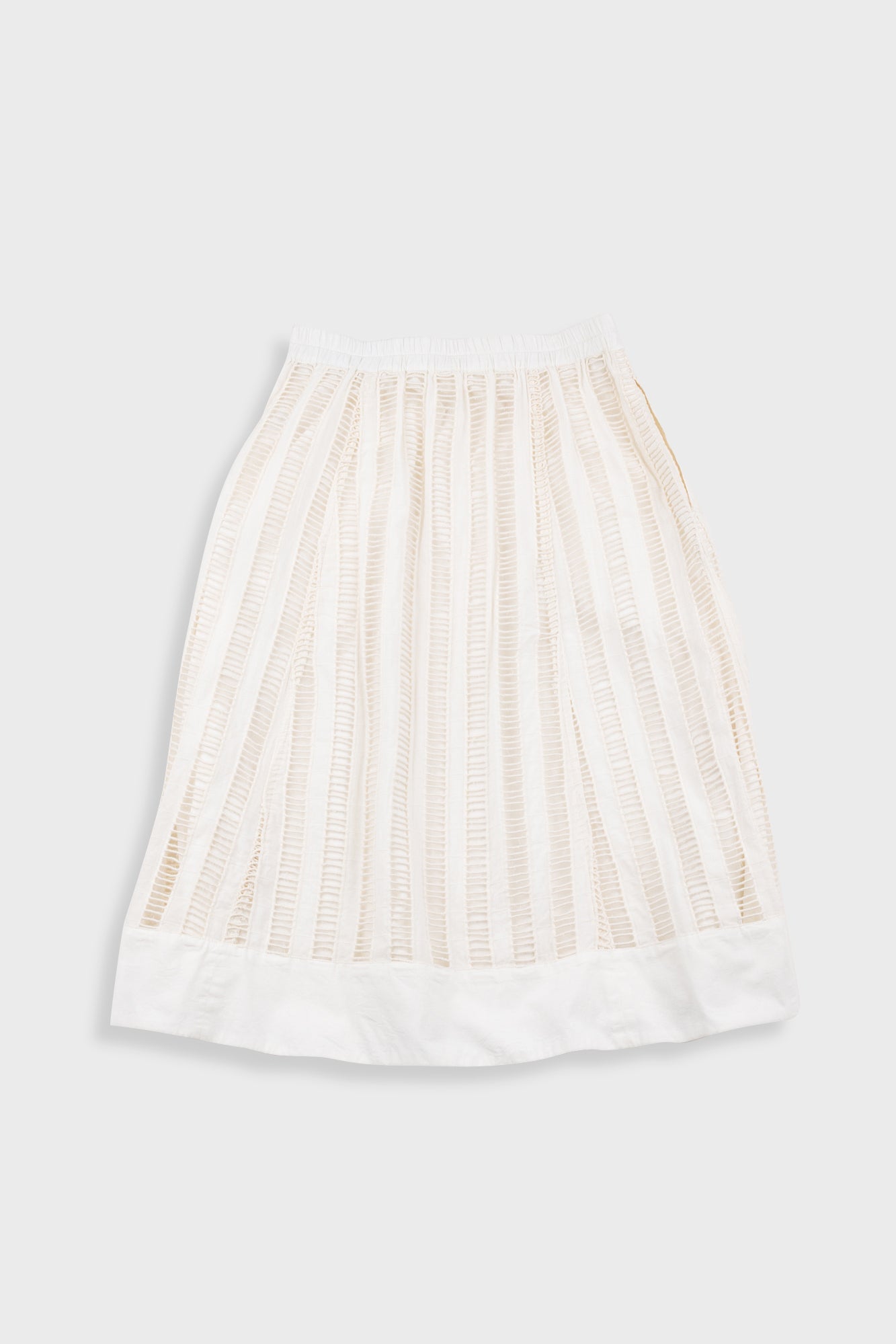 Folk - Full Seam Skirt - Ecru Ladder Embroidery