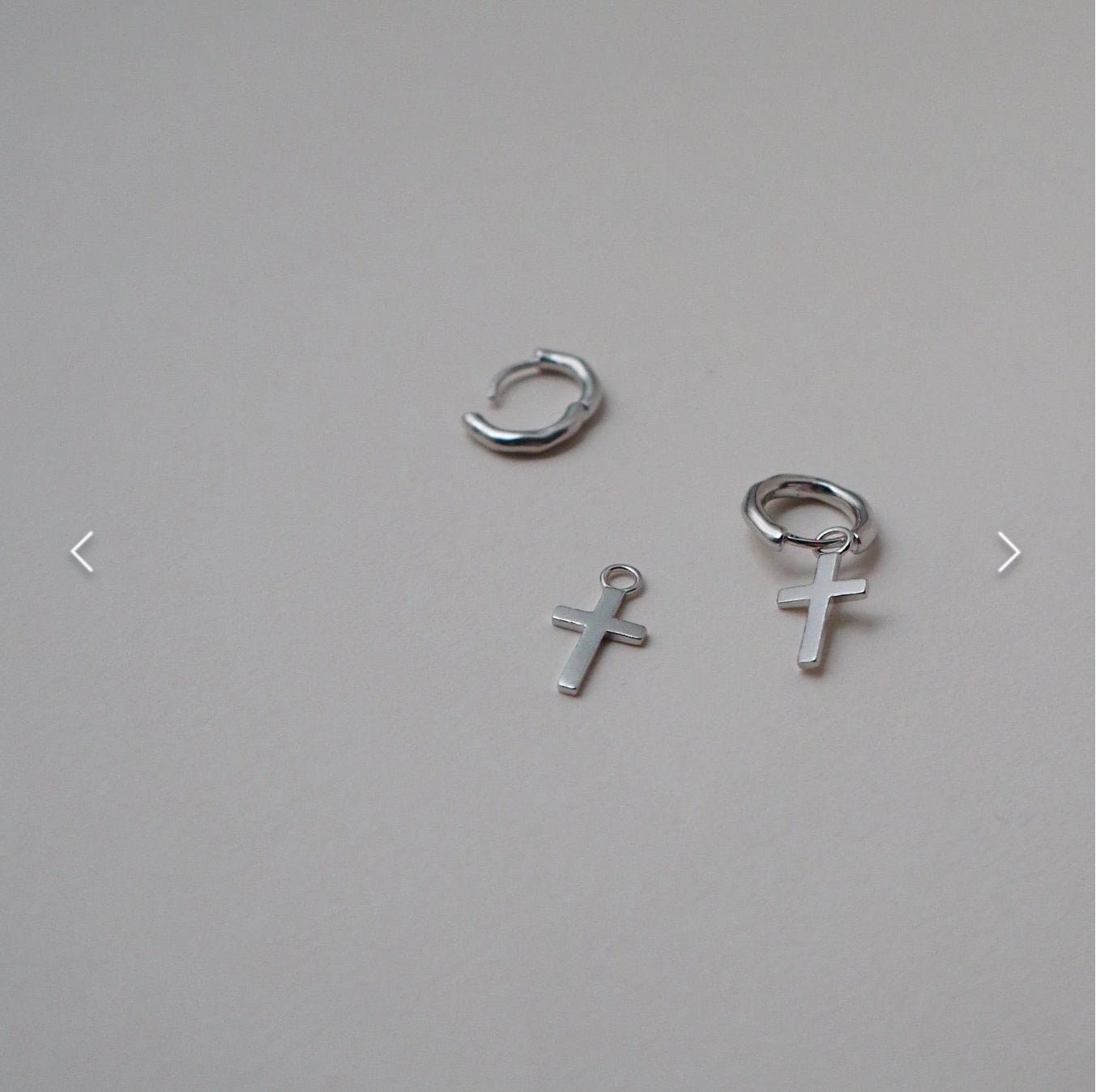 Lines and Current ‘Liquid Huggies + Cross charm’ - Sterling Silver