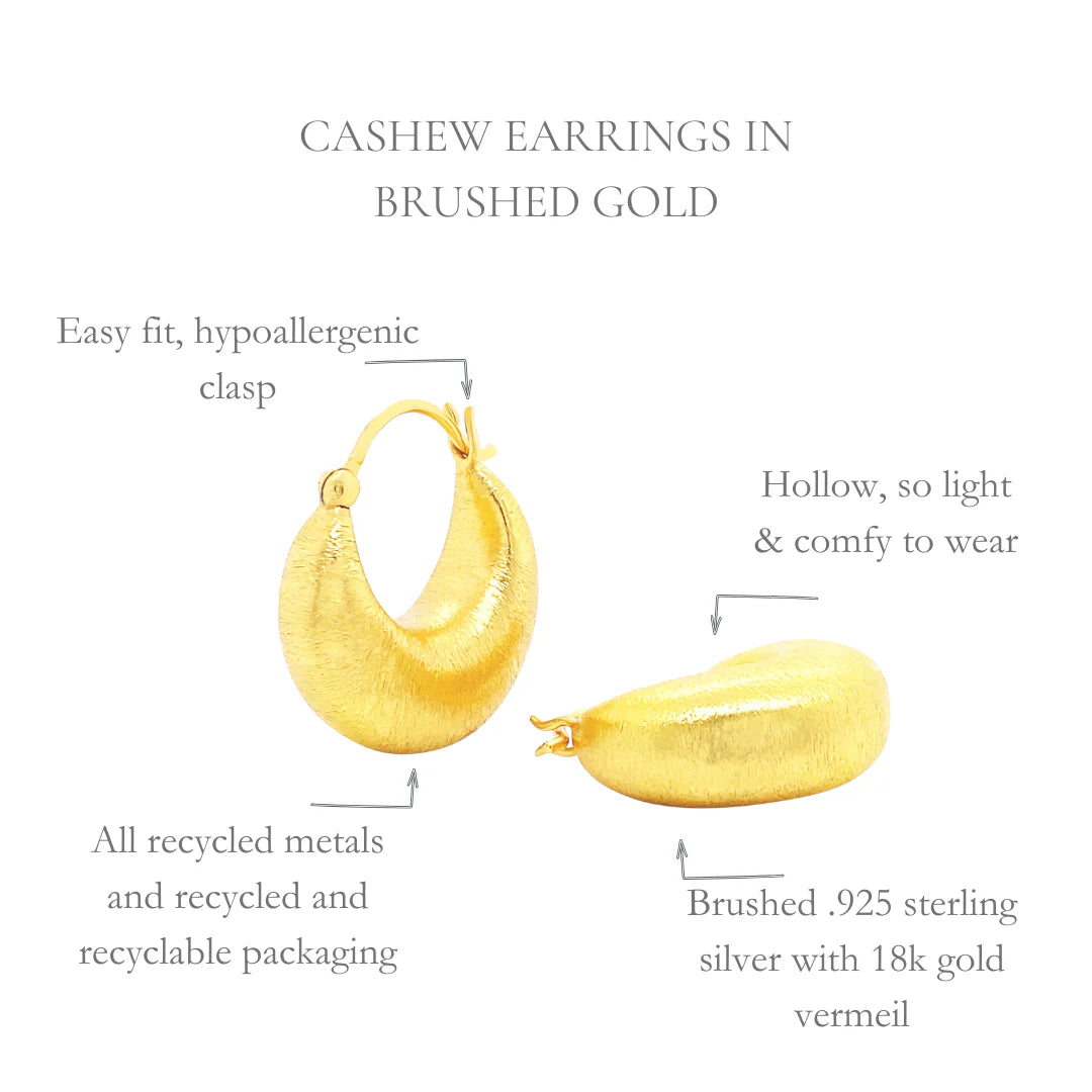 Gem Bazaar Cashew Earrings in Brushed Gold