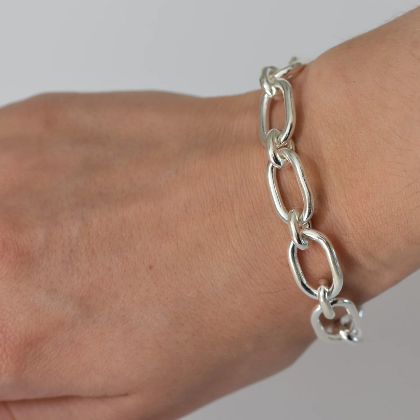 Gem Bazaar Double Link Silver Chain Bracelet