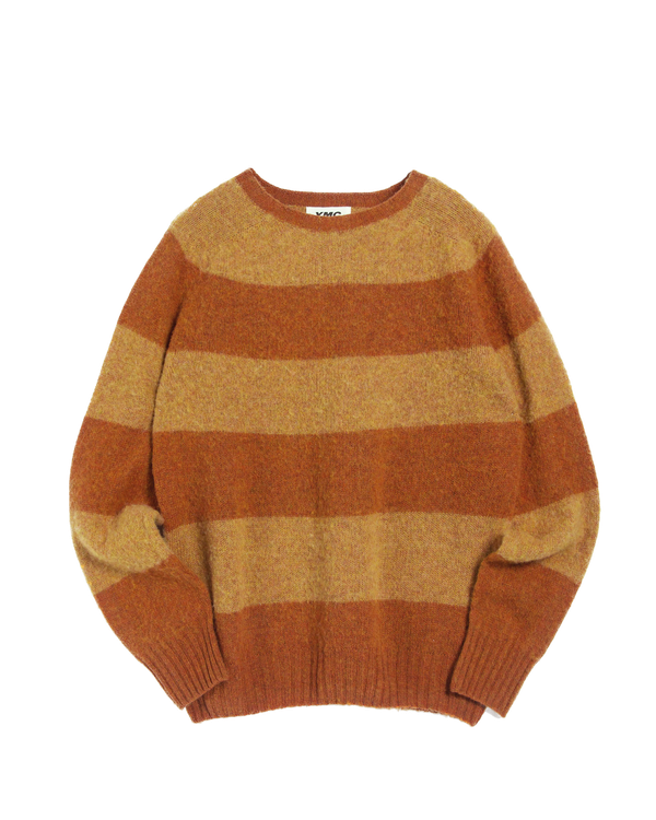 YMC Suedehead Stripe Crew Knit - Orange