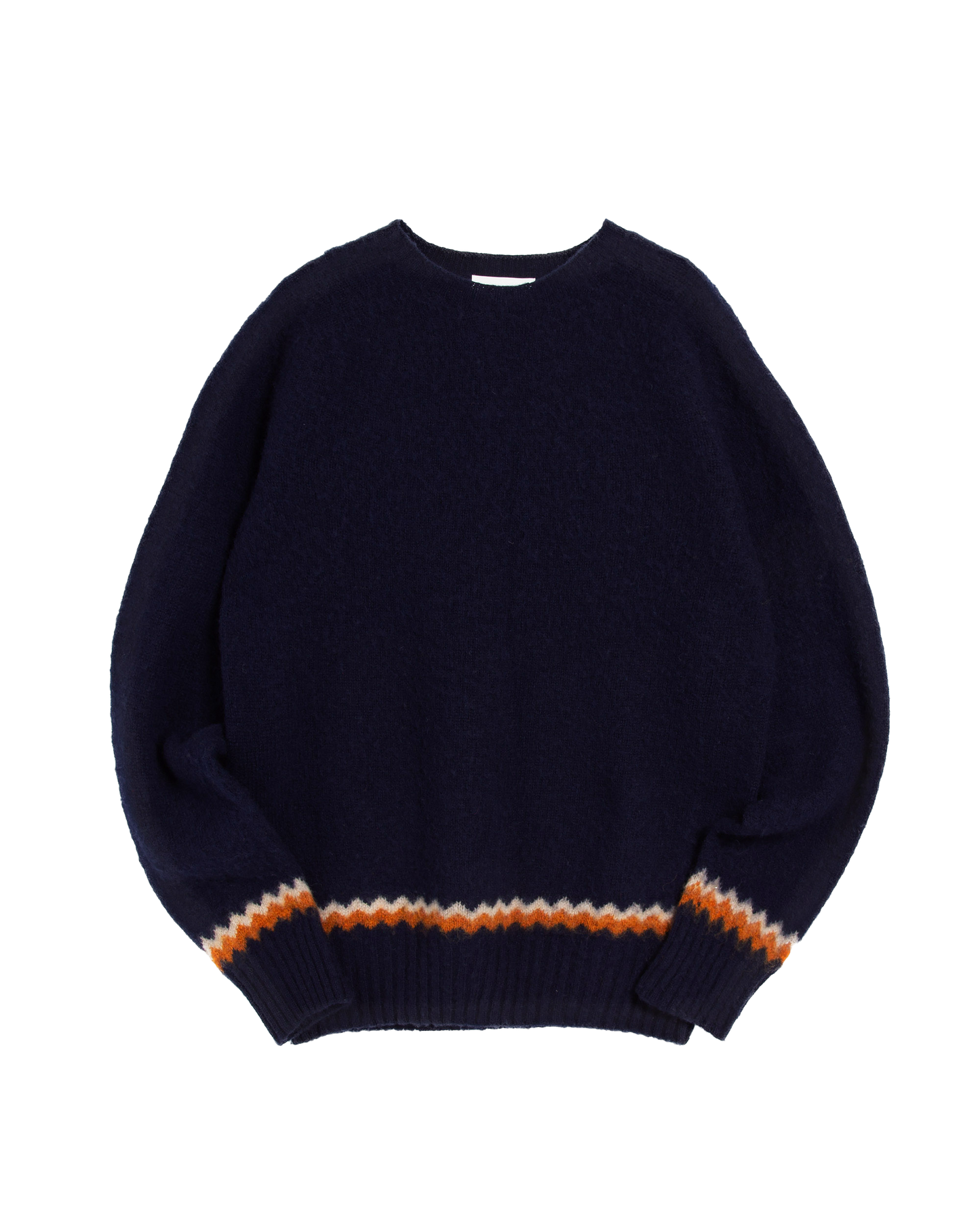 YMC Suedehead Zig Zag Crew Knit - Navy