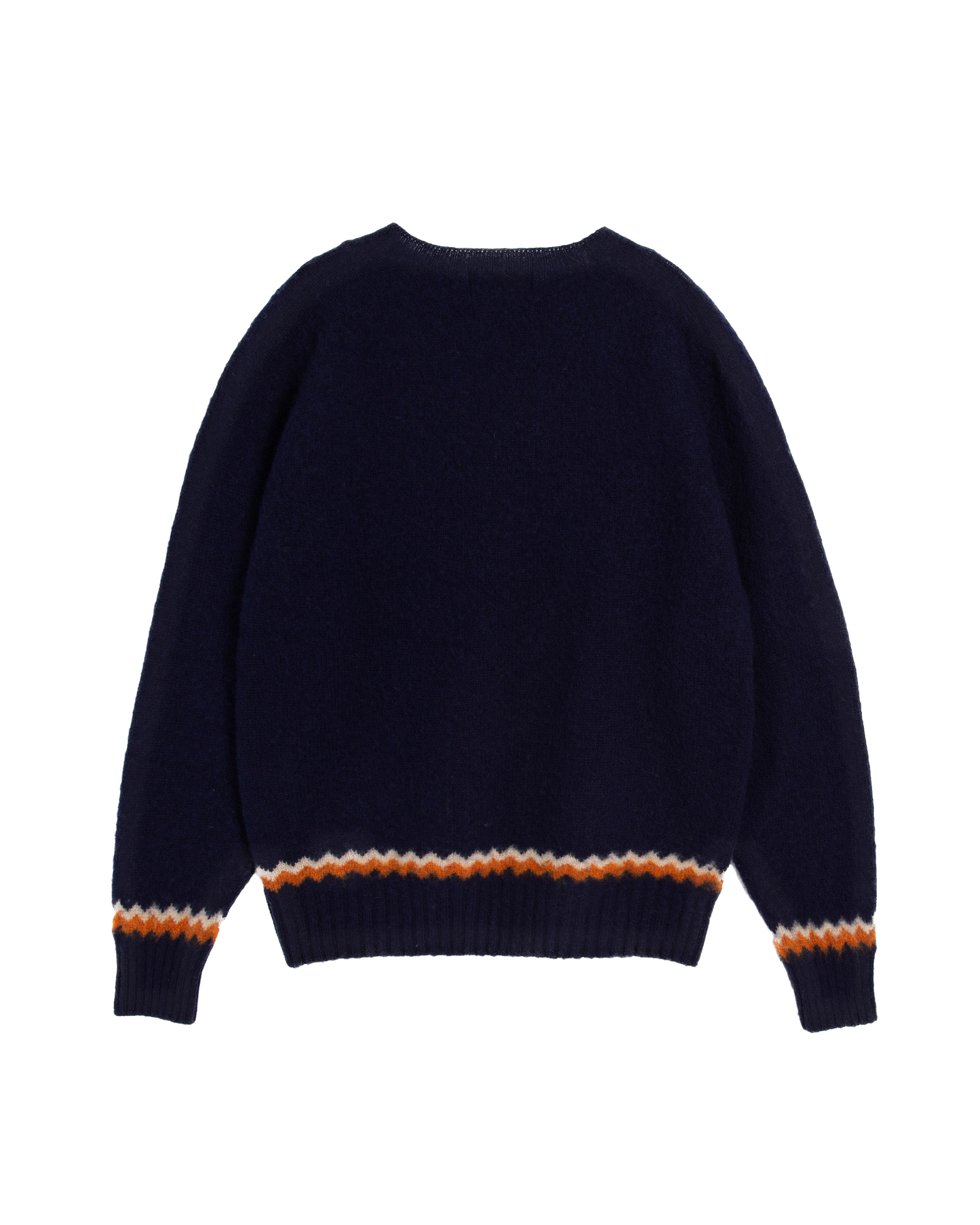 YMC Suedehead Zig Zag Crew Knit - Navy