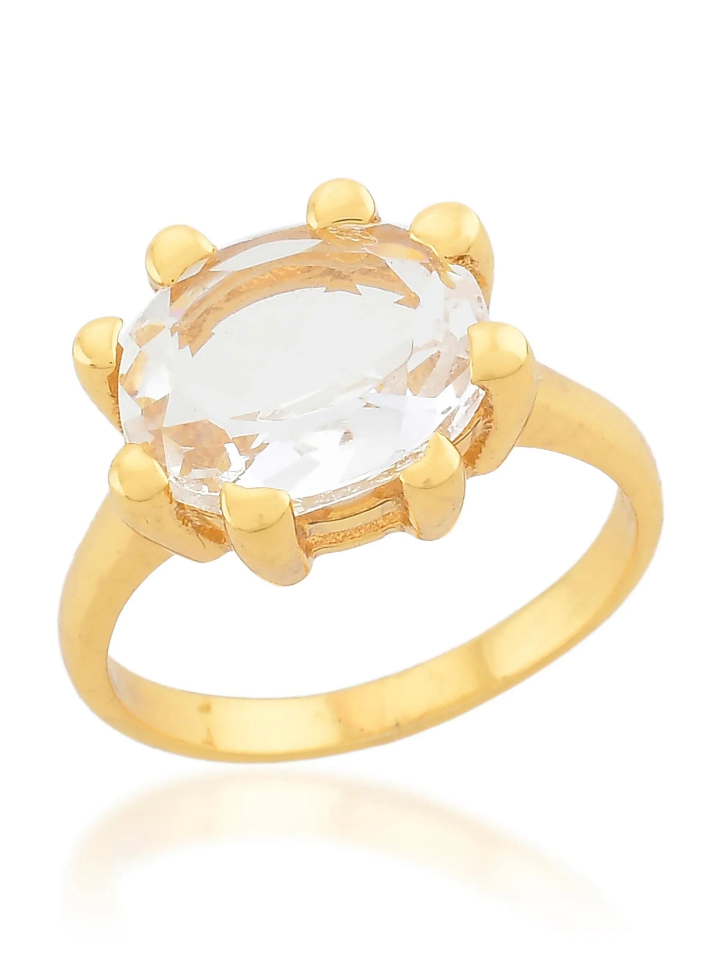 Shyla -  Oval Claw Ring - Crystal Clear