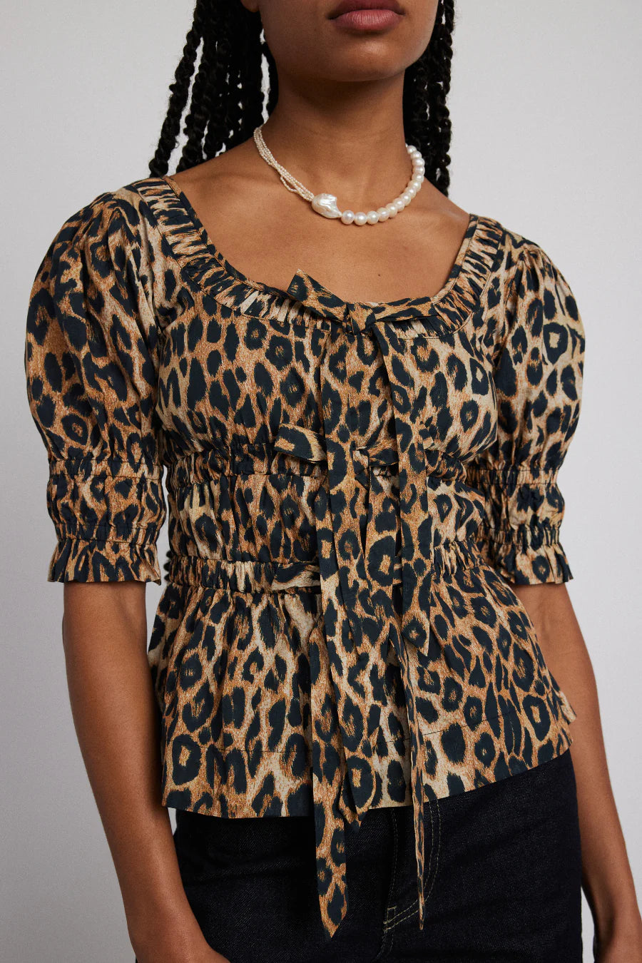 Damson Madder Bianca Ruffle Blouse - Leopard