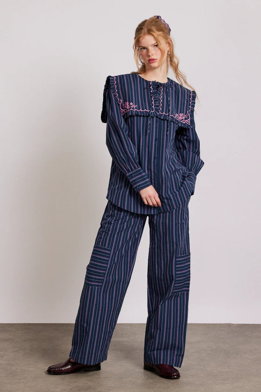 Damson Madder Harrison Trousers - Navy Stripe