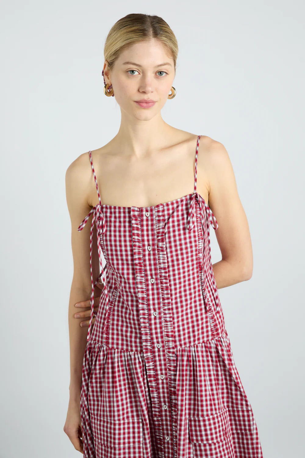 Damson Madder Faith Midi Dress - Cherry Gingham