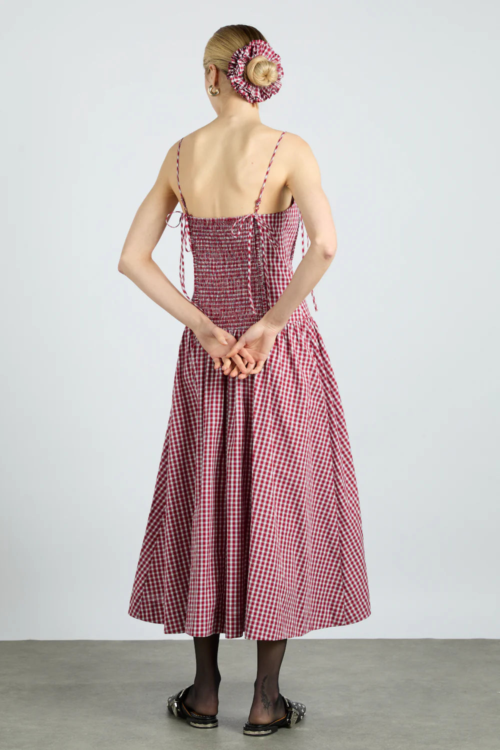 Damson Madder Faith Midi Dress - Cherry Gingham