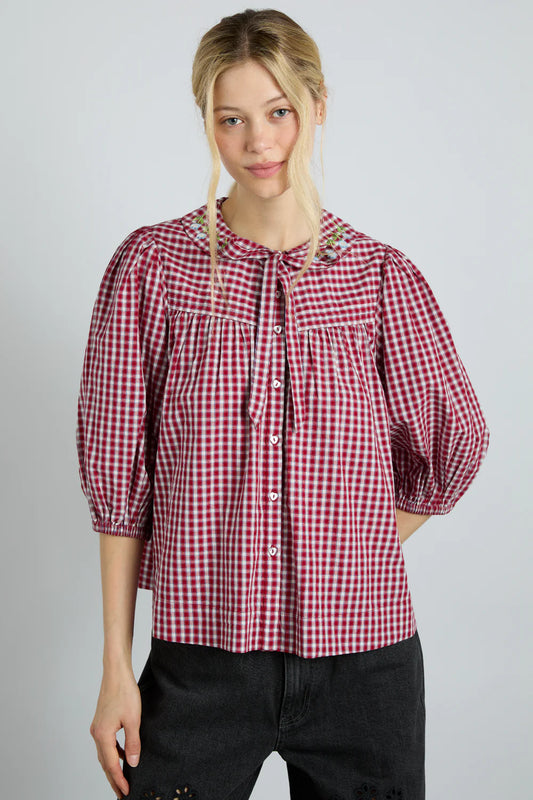 Damson Madder Mila Blouse - Cherry Gingham