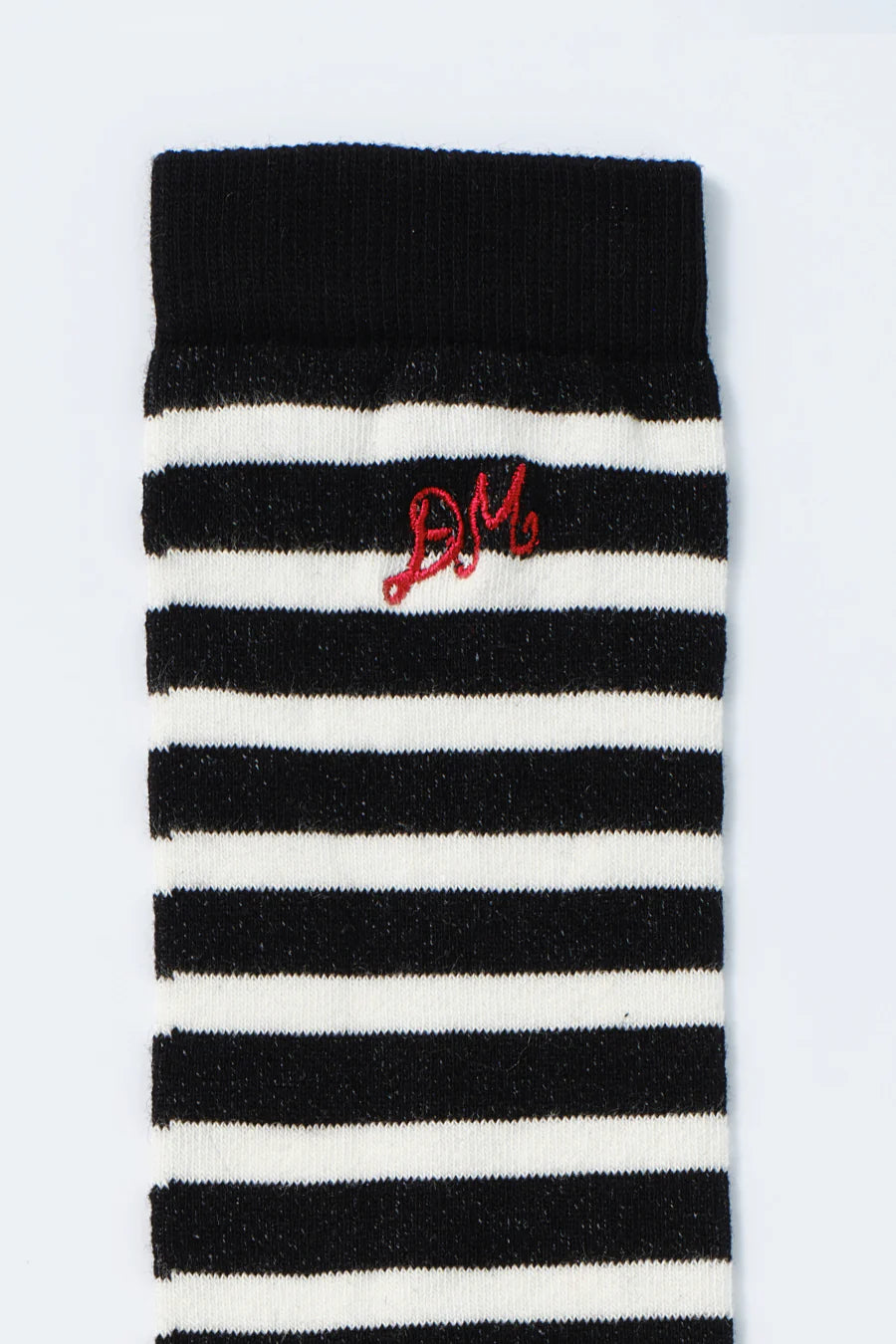 Damson Madder Knee Length Socks - Black & White Stripe