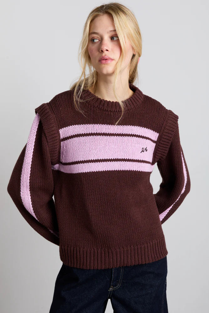 Damson Madder Poppy Crew Neck Jumper - Burg/Lilac