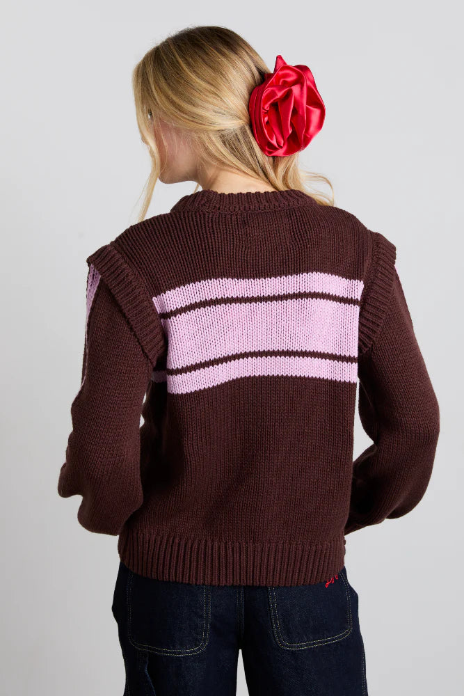 Damson Madder Poppy Crew Neck Jumper - Burg/Lilac