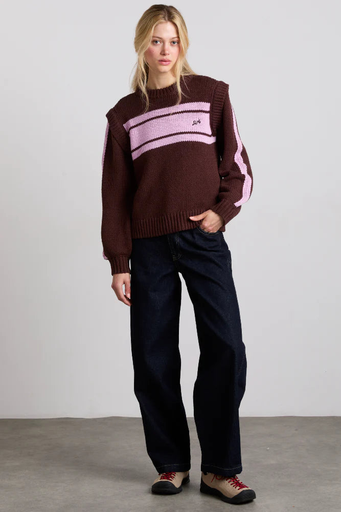 Damson Madder Poppy Crew Neck Jumper - Burg/Lilac