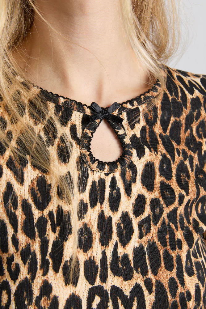 Damson Madder Marnie Pointelle Tee - Leopard