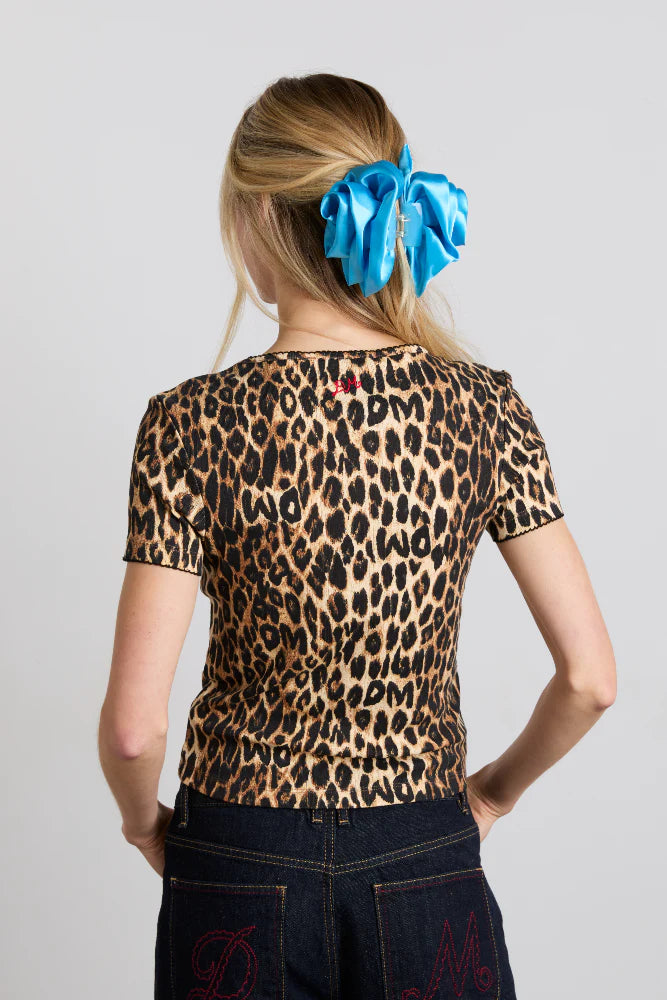 Damson Madder Marnie Pointelle Tee - Leopard