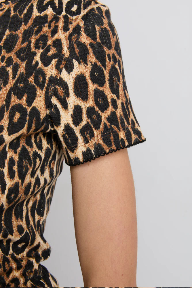 Damson Madder Marnie Pointelle Tee - Leopard