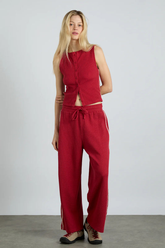 Damson Madder Piper Waffle Jogger - Red