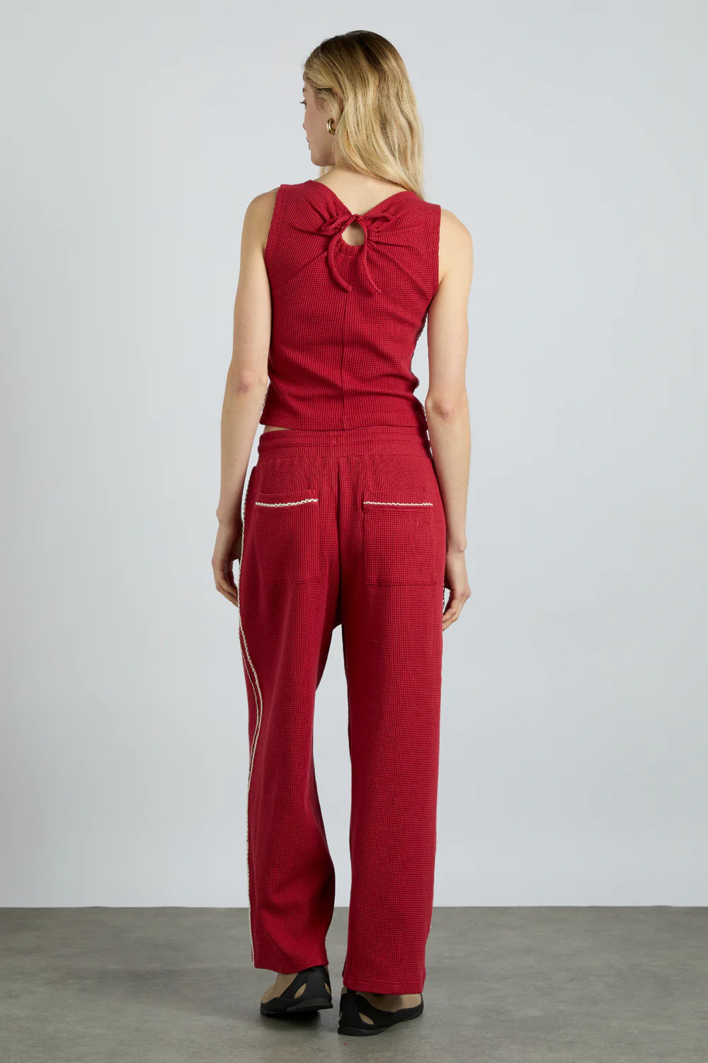 Damson Madder Piper Waffle Jogger - Red