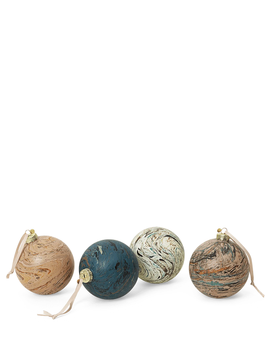 Ferm Living  - Marble Baubles - Mixed set of 4