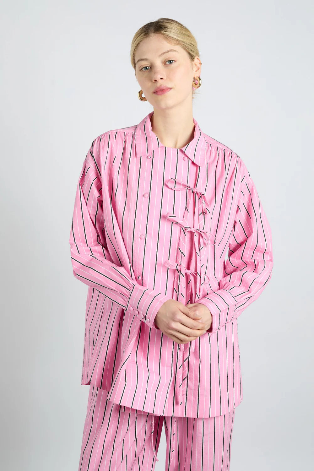 Damson Madder Carmy Shirt - Pink Bold Stripe