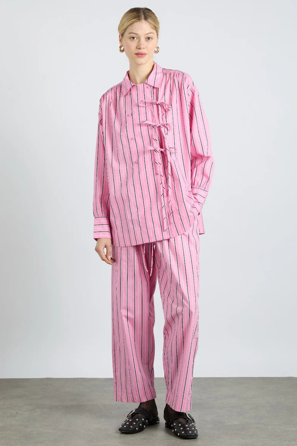 Damson Madder Carmy Shirt - Pink Bold Stripe